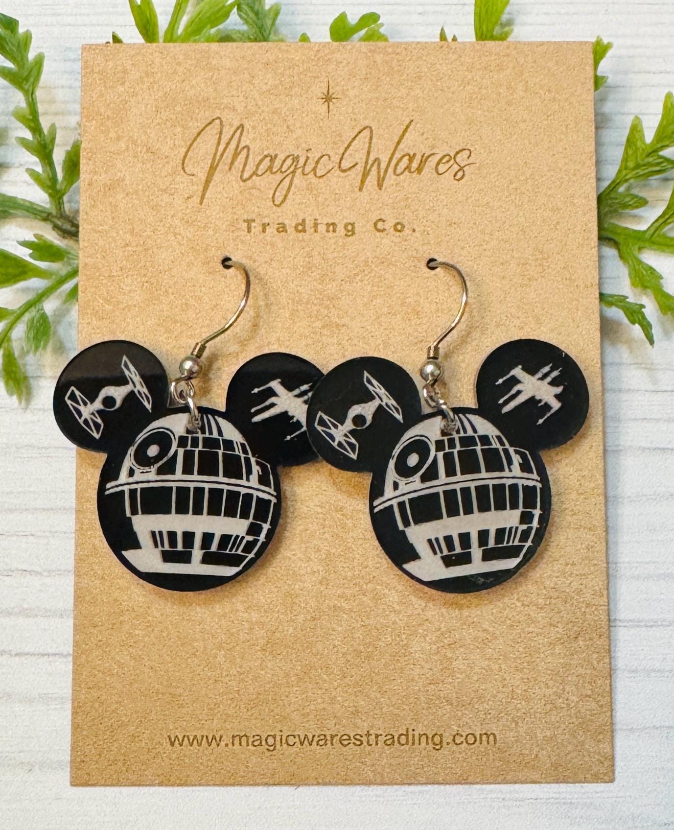 Dark Side Mouse head Laser cut Acrylic Earrings, Death Star inspired Dangle earrings, May the Fourth Earrings, Darth Vader Earrings