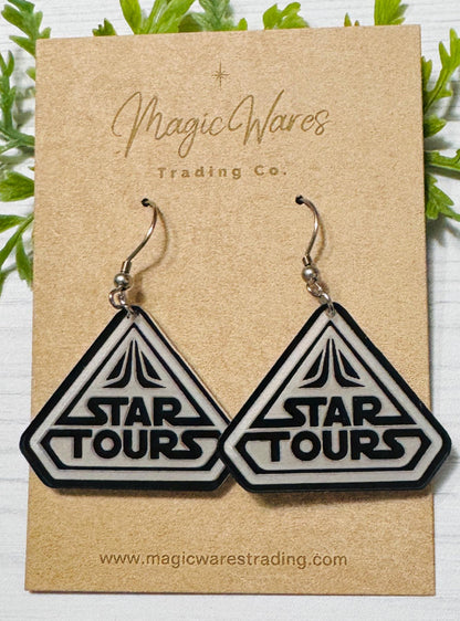 Star Tours Laser cut Acrylic Earrings, Star Wars inspired Dangle earrings, May the Fourth Earrings, Gift for Star Wars fan earrings