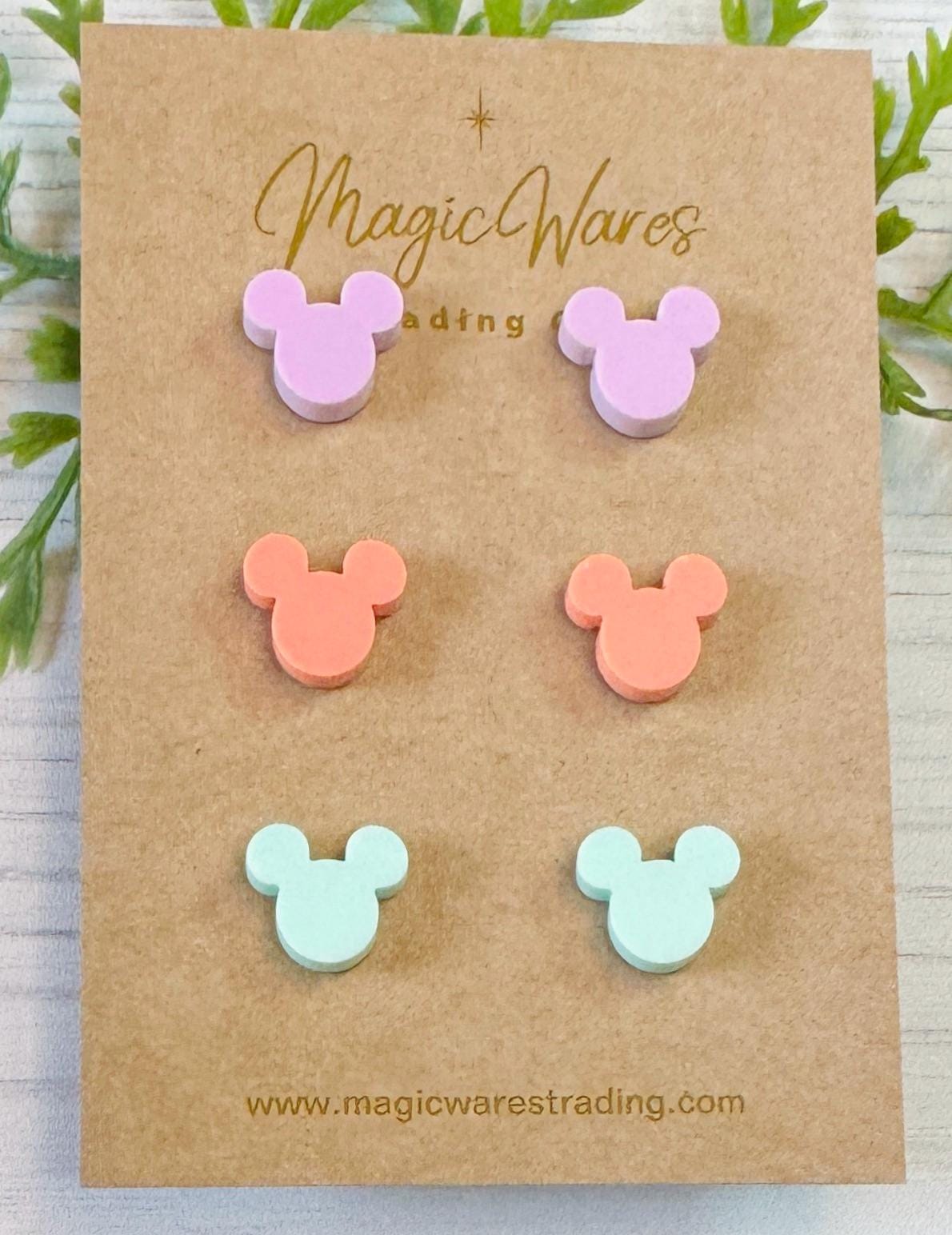 Imagination Pastels Stud Trio, Small mouse head Earrings Laser Cut Pastel Acrylic, Hypoallergenic Post Earrings, Figment inspired Earrings