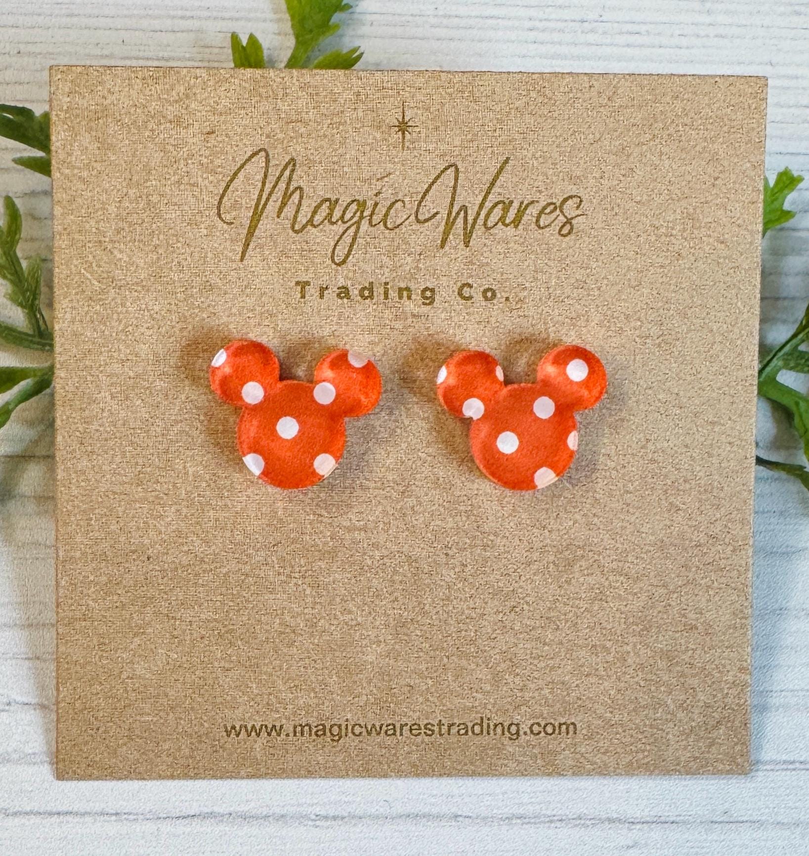 Orange Polka Dot Stud Earring, Orange with white polka dots acrylic laser cut post earrings, Halloween earrings, Halloween party earrings