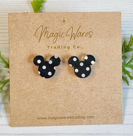 Black Polka Dot Stud Earring, Blackwhite polka dots acrylic laser cut post earrings, Halloween earrings, Halloween party earrings
