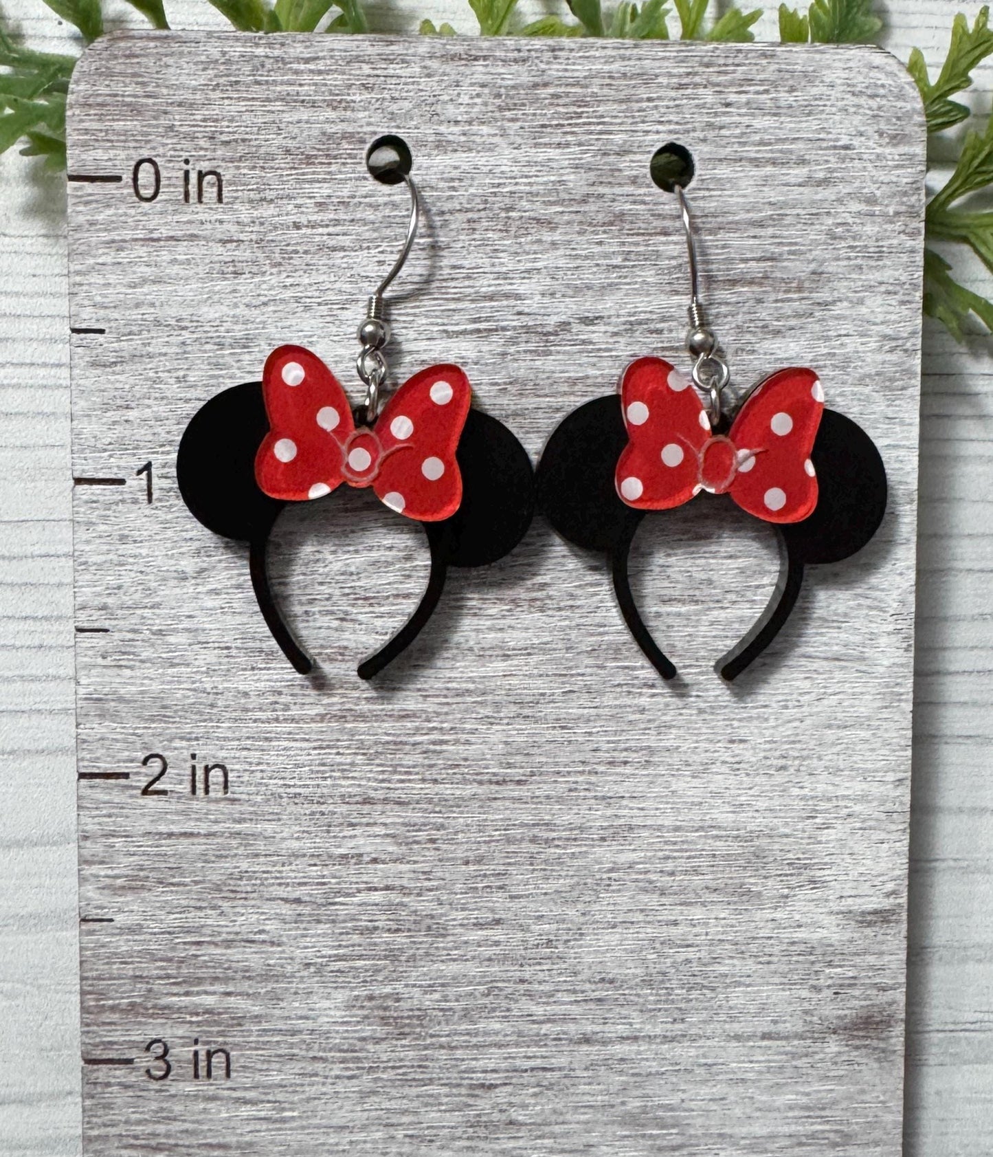 Classic Minnie Headband Ears Dangle Earrings, Red Polka Dot Bow Mouse ears headband, Mouse Ears Dangle Earrings, Minnie Ears Earrings