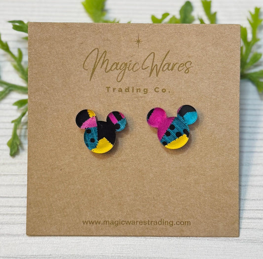 Sally Patchwork Stud Earrings, Laser Cut Acrylic Post Earrings, NBC inspired Earrings, Pierced Earlobe Post earrings, Halloween Earrings