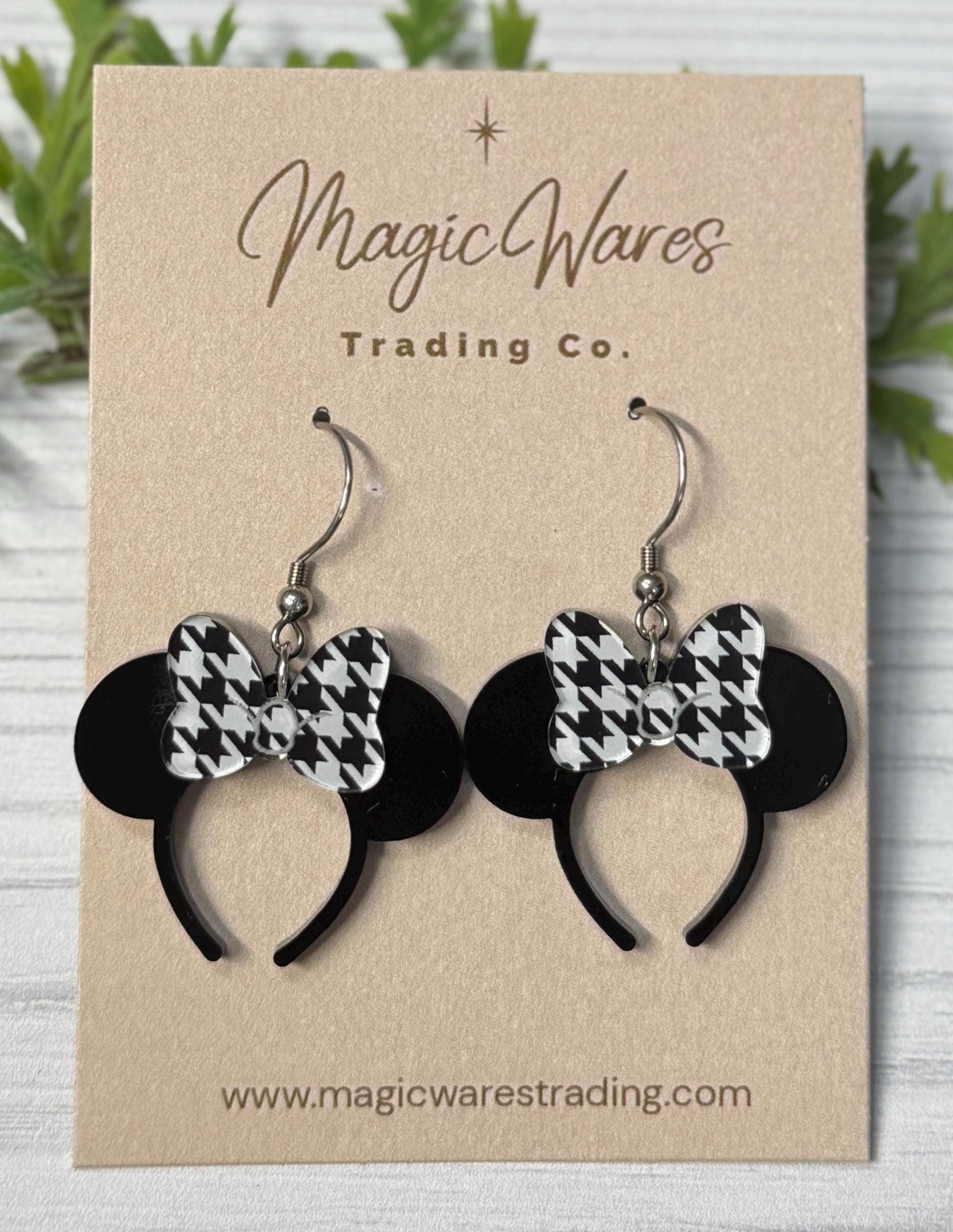 Classic Minnie Headband Ears Dangle Earrings, Red Polka Dot Bow Mouse ears headband, Mouse Ears Dangle Earrings, Minnie Ears Earrings