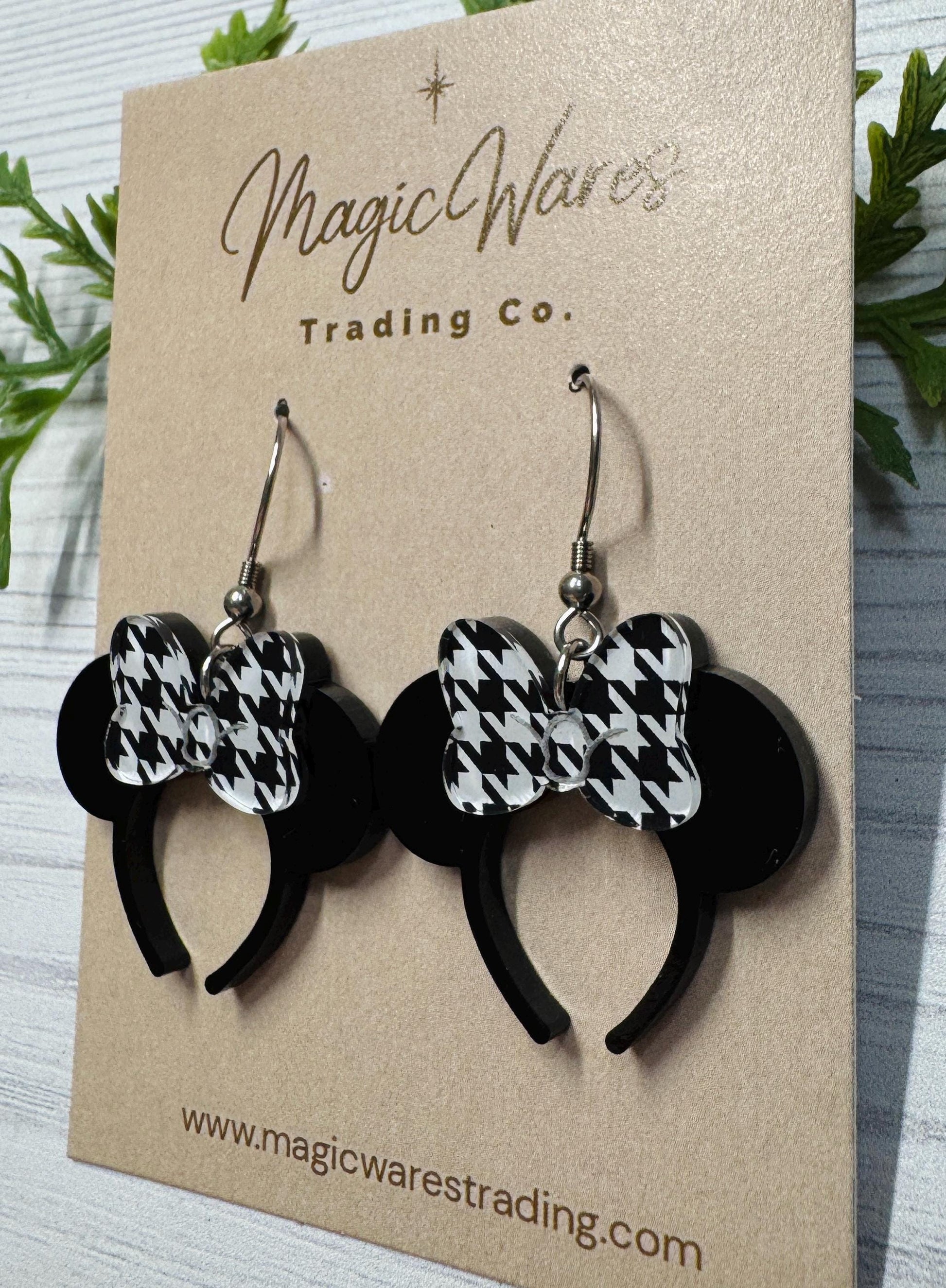 Classic Minnie Headband Ears Dangle Earrings, Red Polka Dot Bow Mouse ears headband, Mouse Ears Dangle Earrings, Minnie Ears Earrings