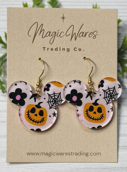 Jack Pumpkin Mouse Earrings: Laser Cut Halloween Dangle Earrings