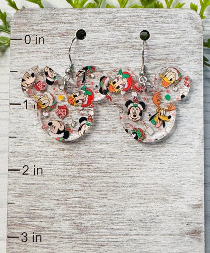 Christmas Characters Acrylic Dangle Earrings, Laser Cut Acrylic, Clip-ons available