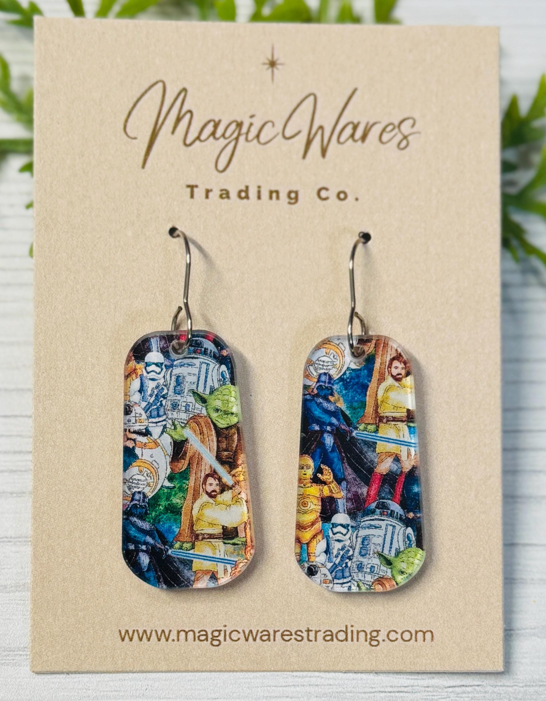 Empire Long Dangle Earrings: Laser Cut Star Wars Inspired Acrylic, Clip-ons available