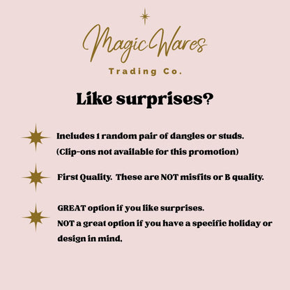 Mystery Earrings, Choose from Dangles or Studs