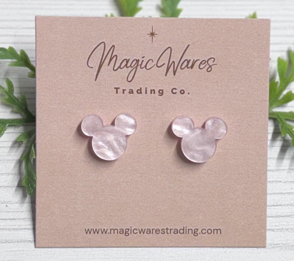 Pink Marble Stud, Laser Cut Stainless Steel Post earrings, Valentines Day Gifts