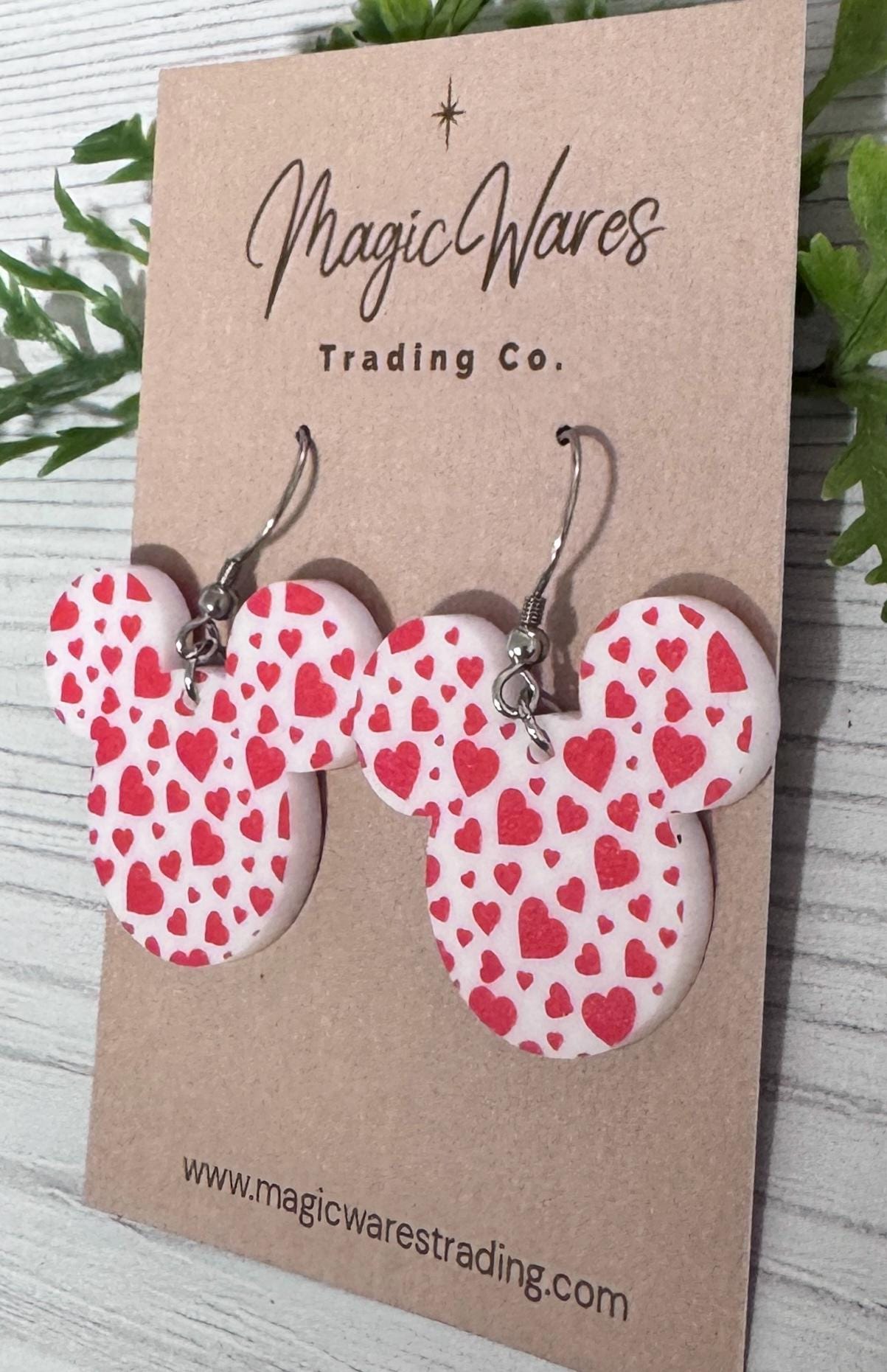 Red Hearts Mouse head Dangles, Laser cut Acrylic Earrings, Valentines gifts