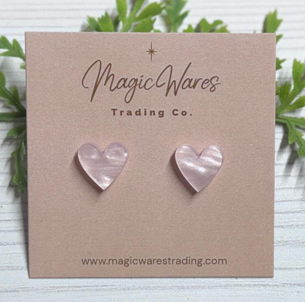Pink Marble Heart Stud Earrings, Laser Cut Acrylic Post Earrings, Valentines Day Gifts