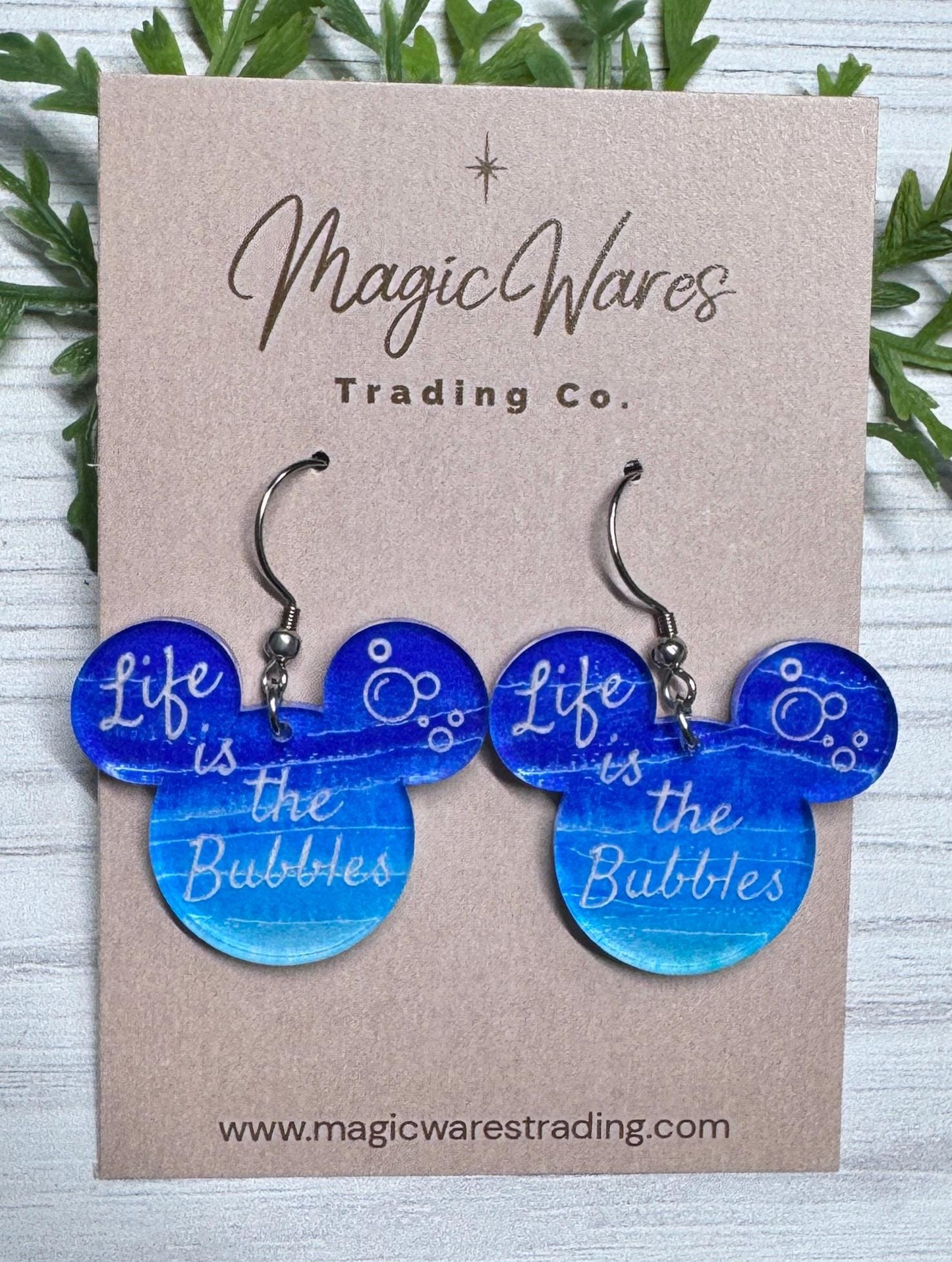 Life is the Bubbles Mouse head Laser cut Acrylic Earrings, Mermaid Earrings