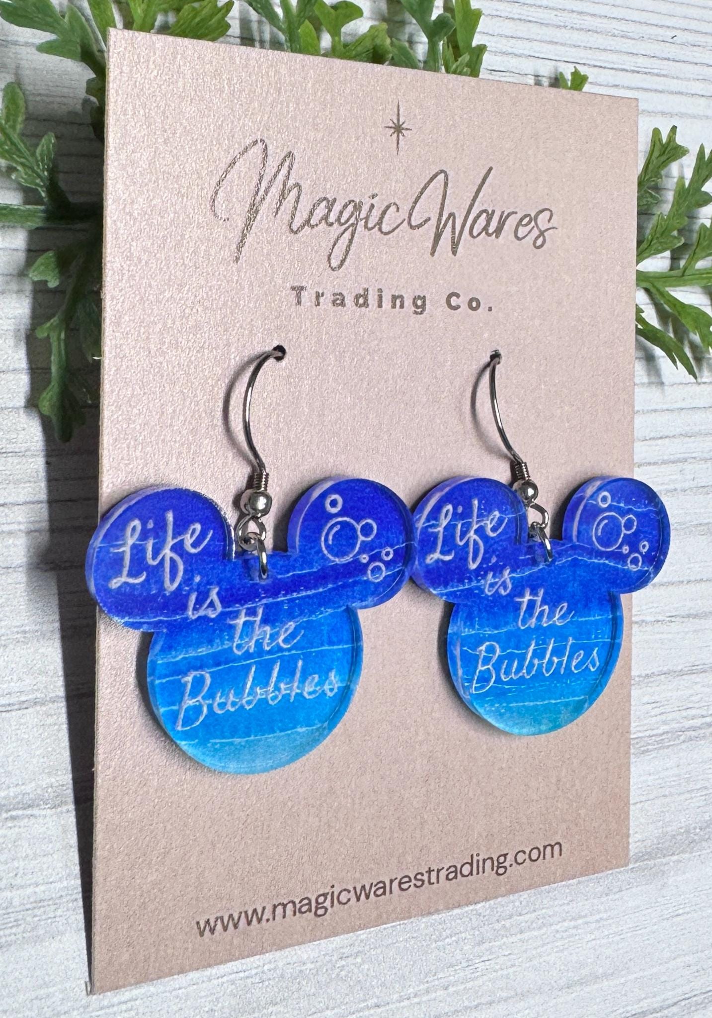 Life is the Bubbles Mouse head Laser cut Acrylic Earrings, Mermaid Earrings