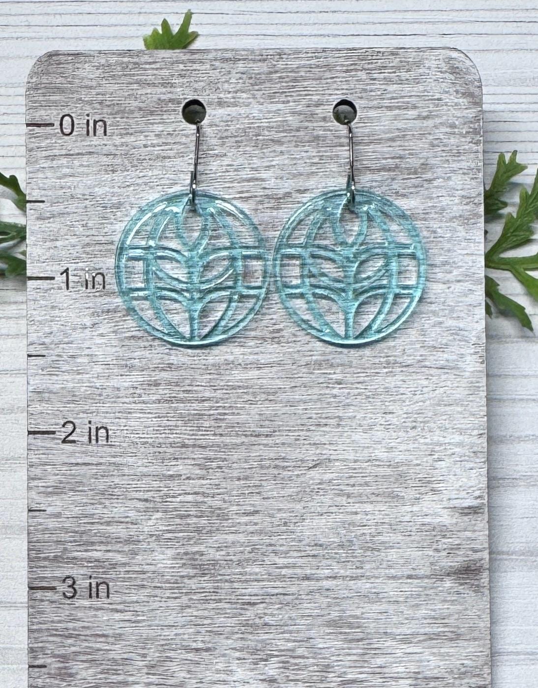 The Land Pavilion Dangle Earrings, Glass Green Round Acrylic Earrings