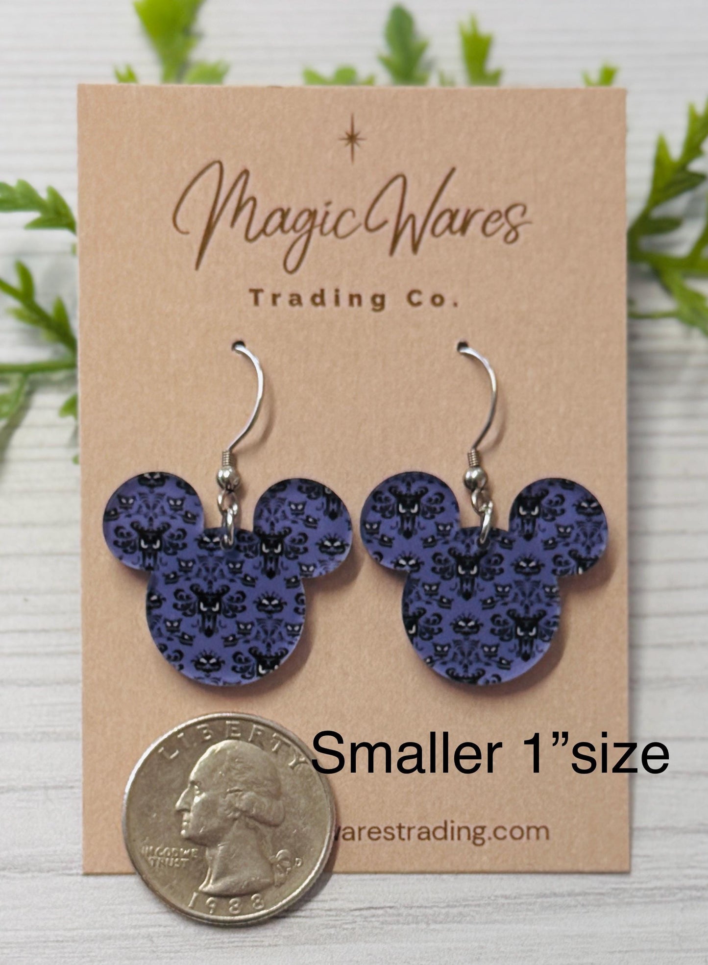 Haunted Wallpaper Acrylic Earrings, Purple Dangle earrings
