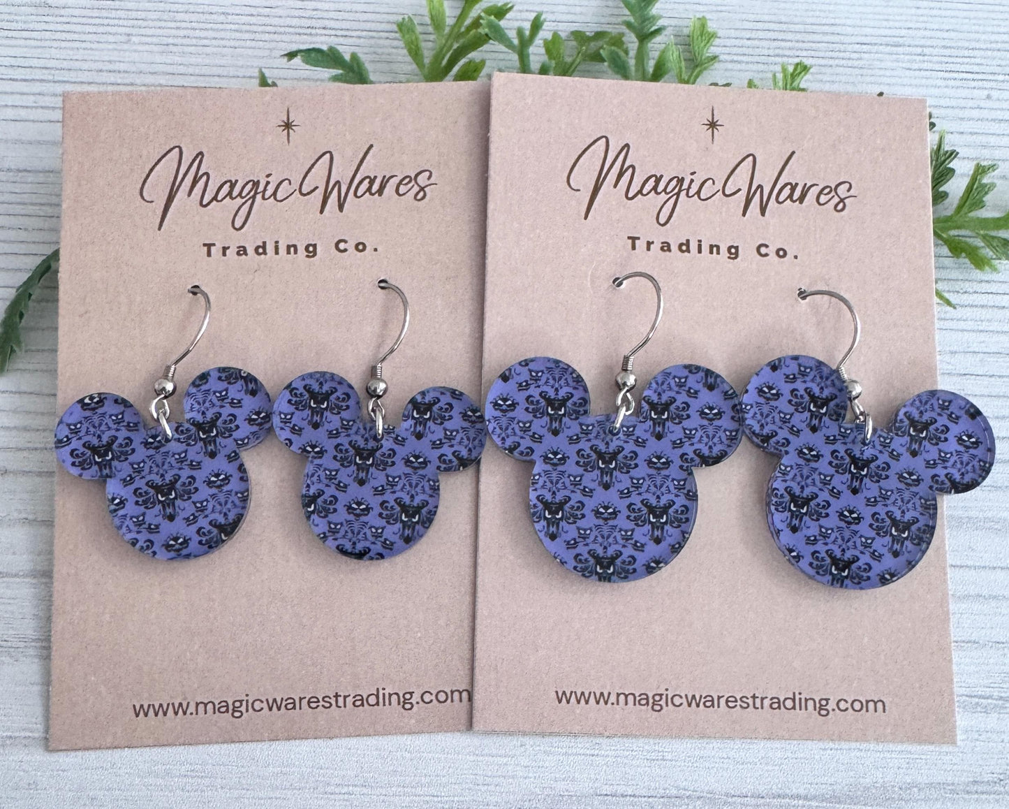 Haunted Wallpaper Acrylic Earrings, Purple Dangle earrings