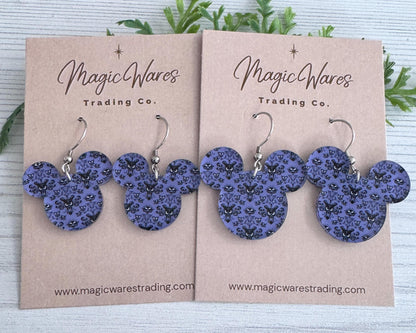 Haunted Wallpaper Acrylic Earrings, Purple Dangle earrings