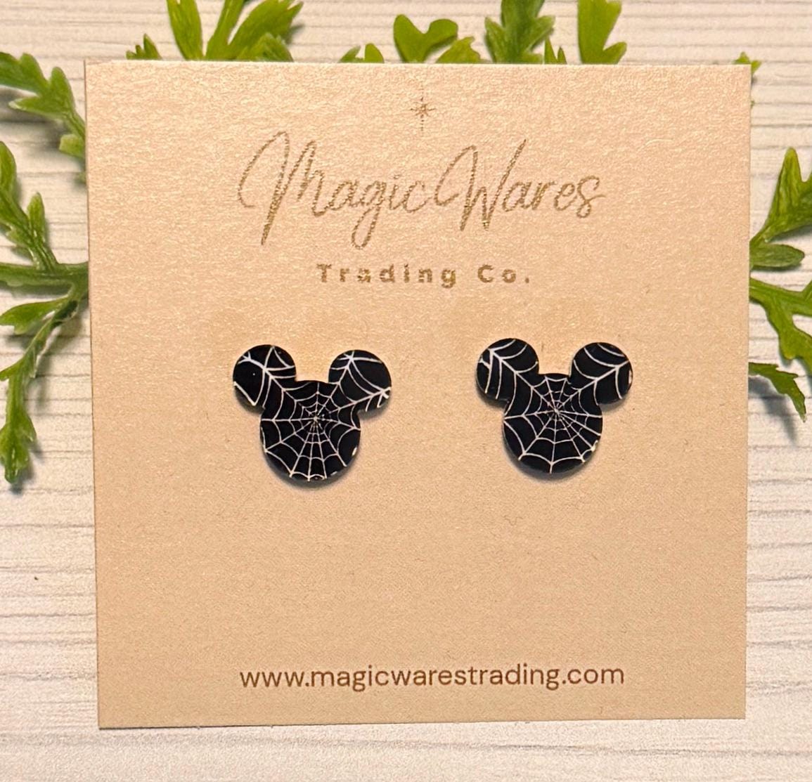 Spiderweb Mouse Head Stud Earrings, Stainless Steel Posts, Clip ons available